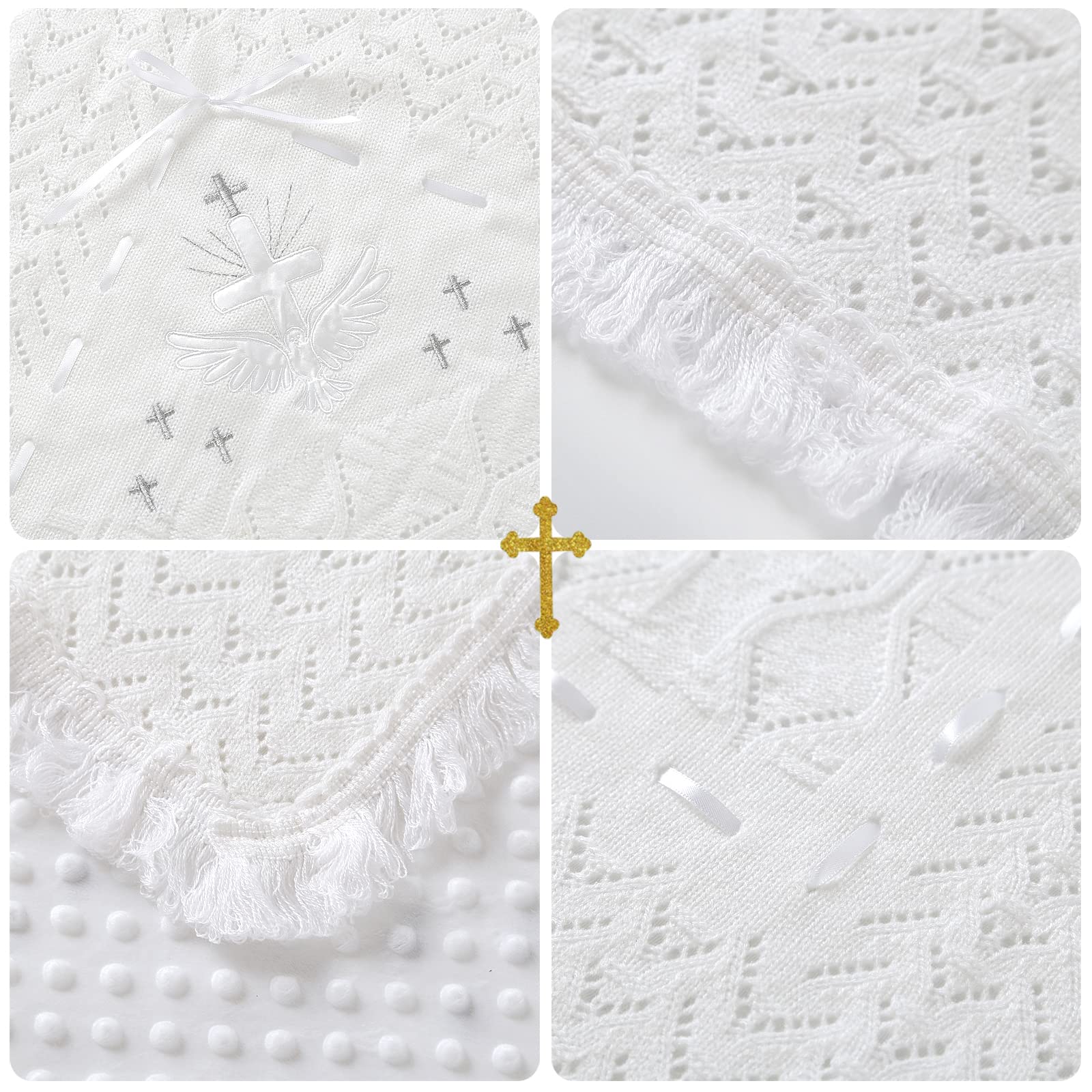 Booulfi white baptism blanket gift-ready packaging for friend or family.