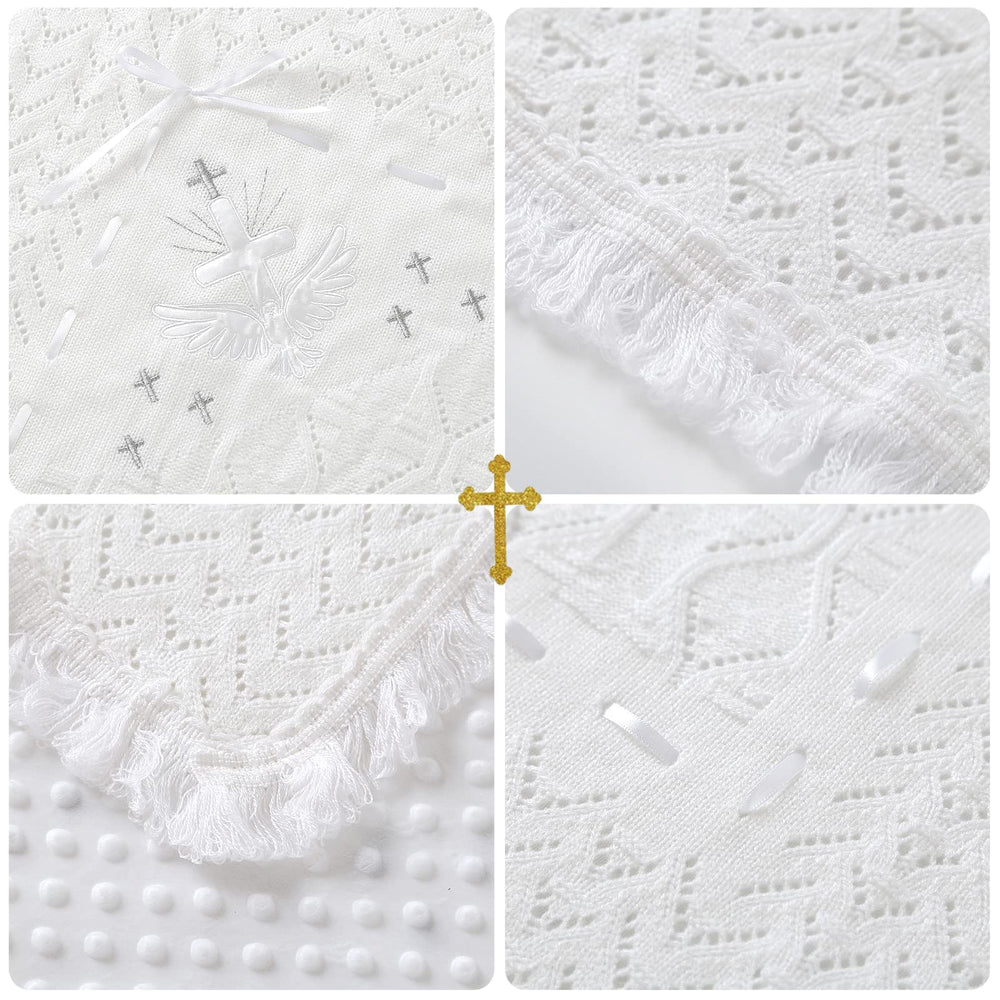 Booulfi white baptism blanket gift-ready packaging for friend or family.
