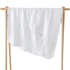 Booulfi Christening Blanket in neutral white, versatile for baptism day outfits.