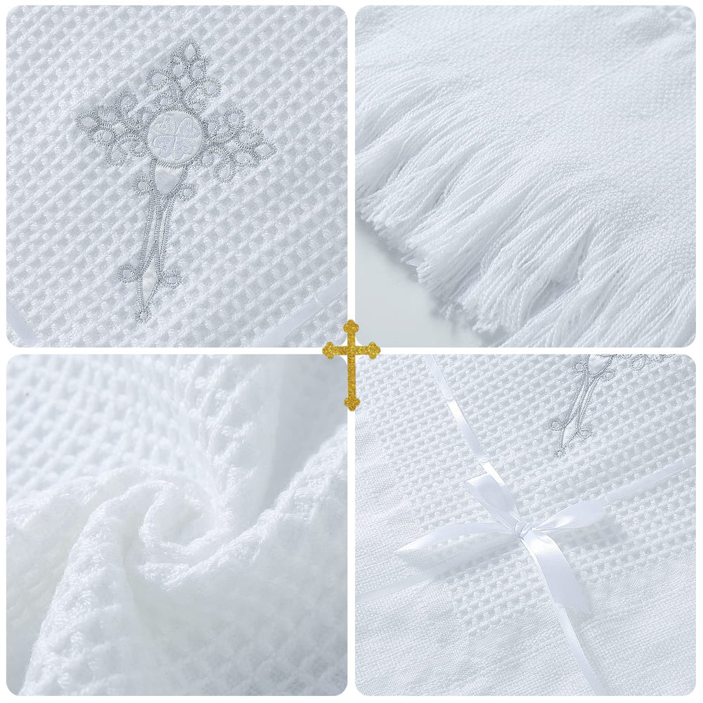 Booulfi baptism blanket neutral styled for christening keepsake