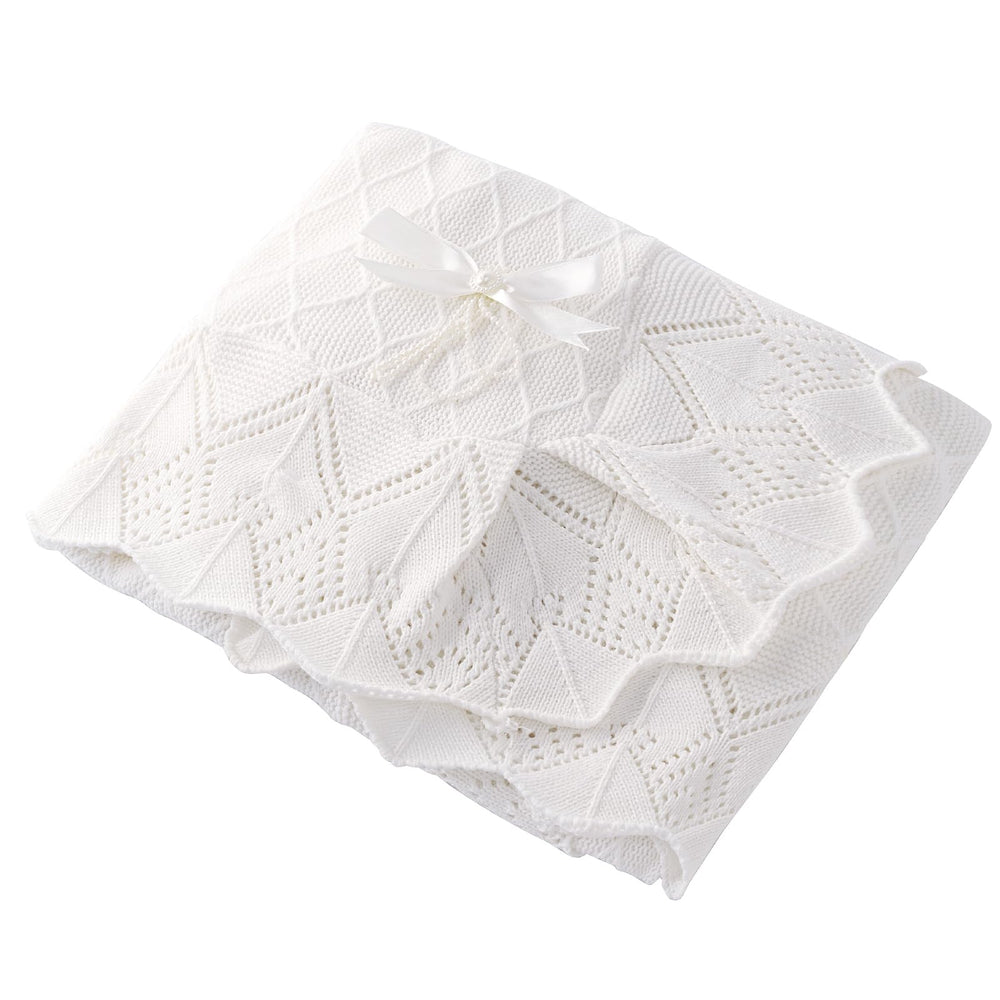 Booulfi knit white baby blanket breathable cotton blend keeps baby comfortable year-round