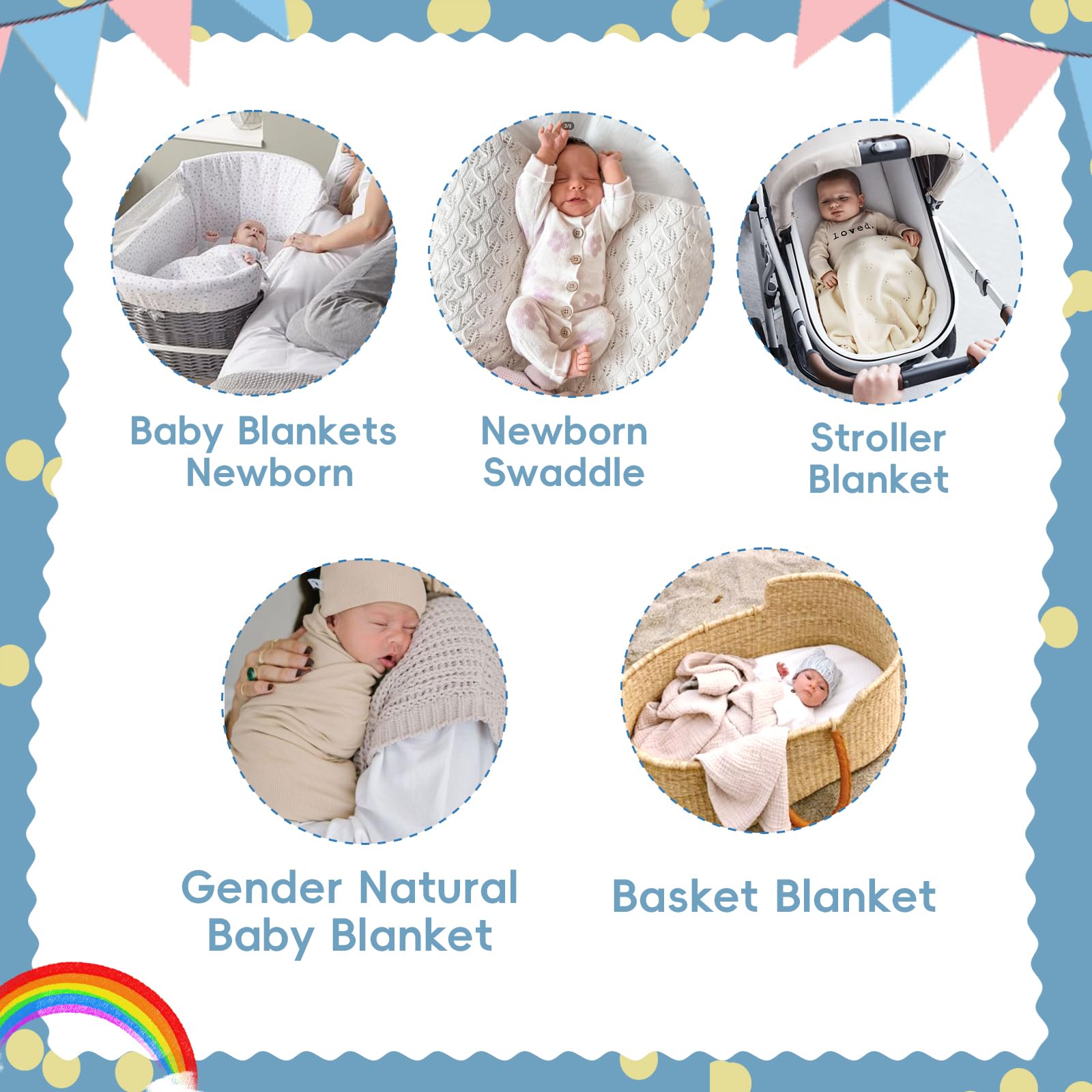 Booulfi knit white baby blanket christening gift option