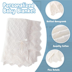 Booulfi knit white baby blanket crib-size 96x100 cm for nap-time comfort