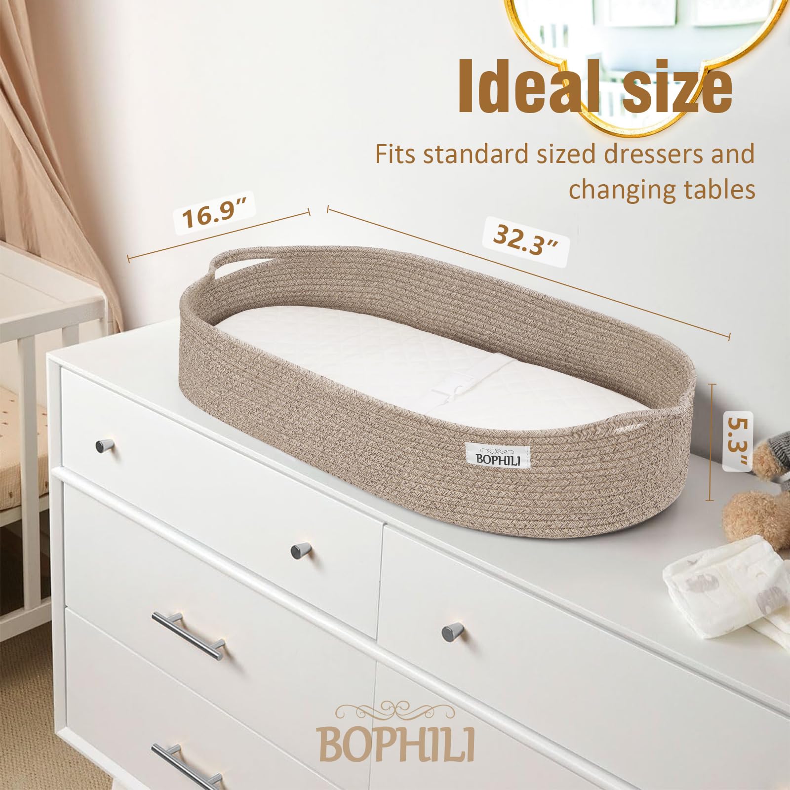 BOPHILI breathable cotton mattress for gentle support during changes