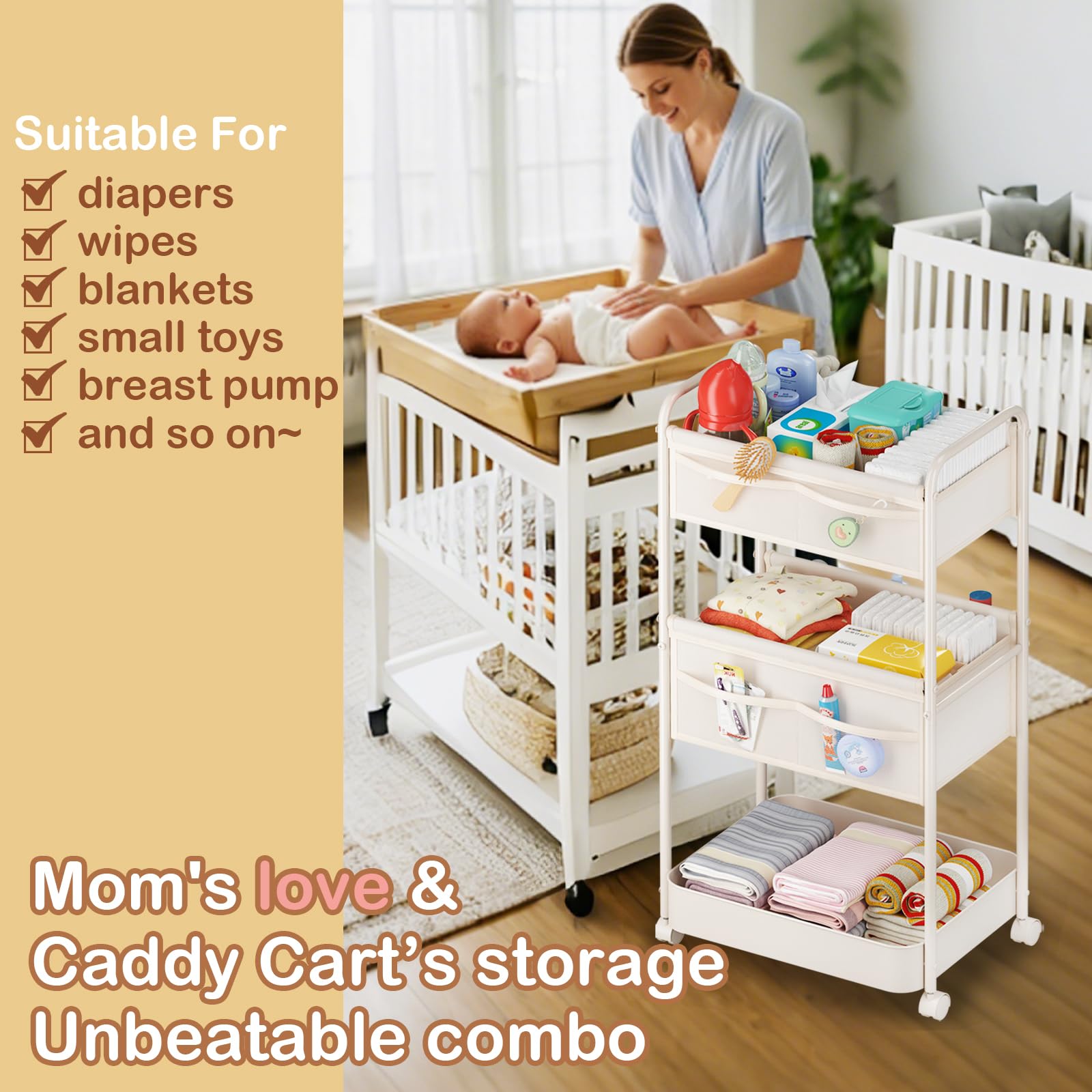 BOPHILI nursery organization 10 pockets keeps baby essentials within quick reach.