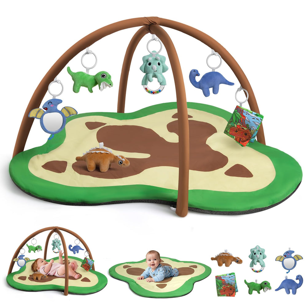 bopopo Baby Gym Play Mat with oversize dinosaur claws top view for tummy time exploration