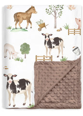 BOPRIO baby blanket front close-up in soft minky for cozy comfort