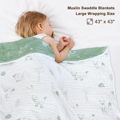 BOPRIO muslin blanket Fox Sage Green nursery decor adds cute, soft nursery touch.