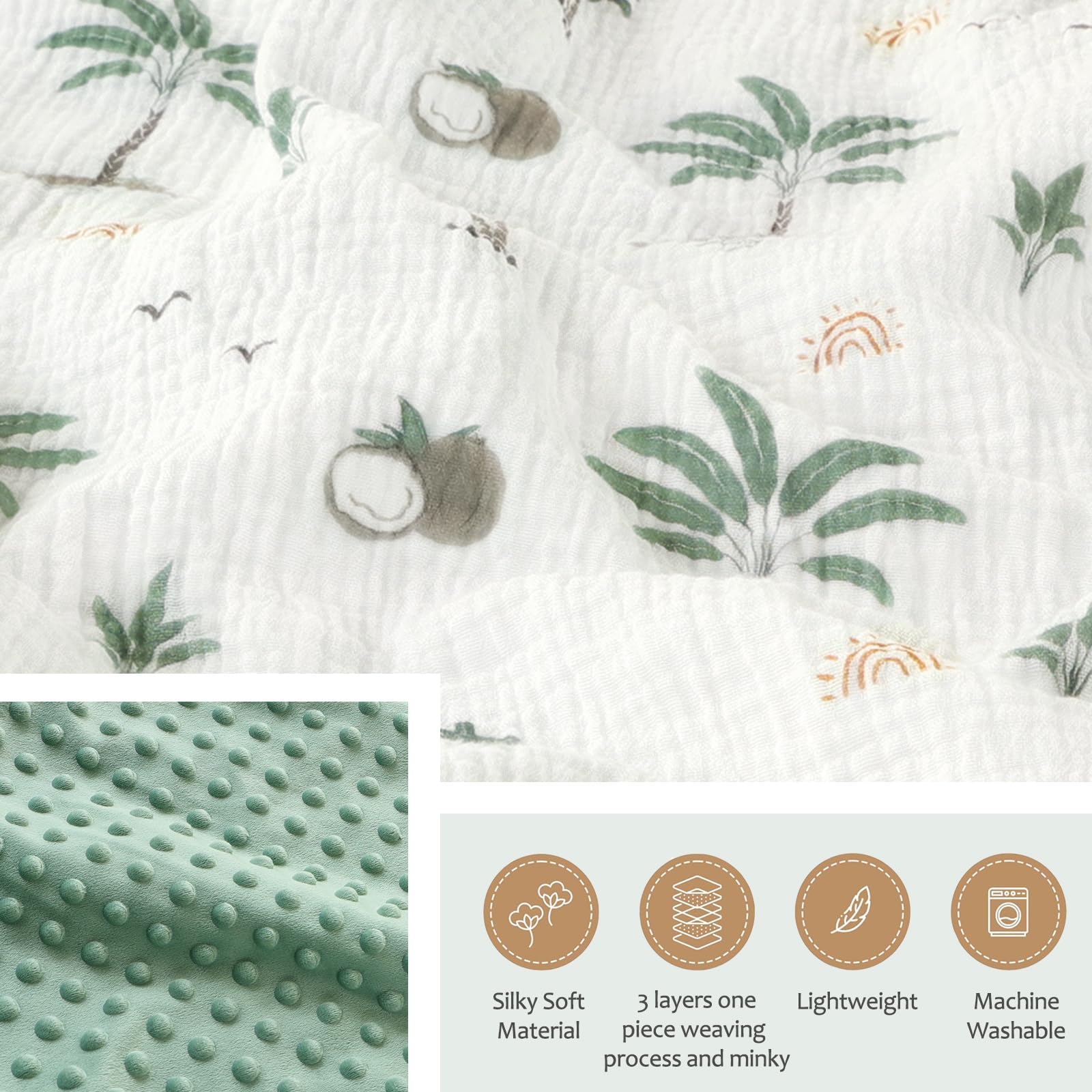 BOPRIO muslin blanket staged for nap time in crib or stroller.