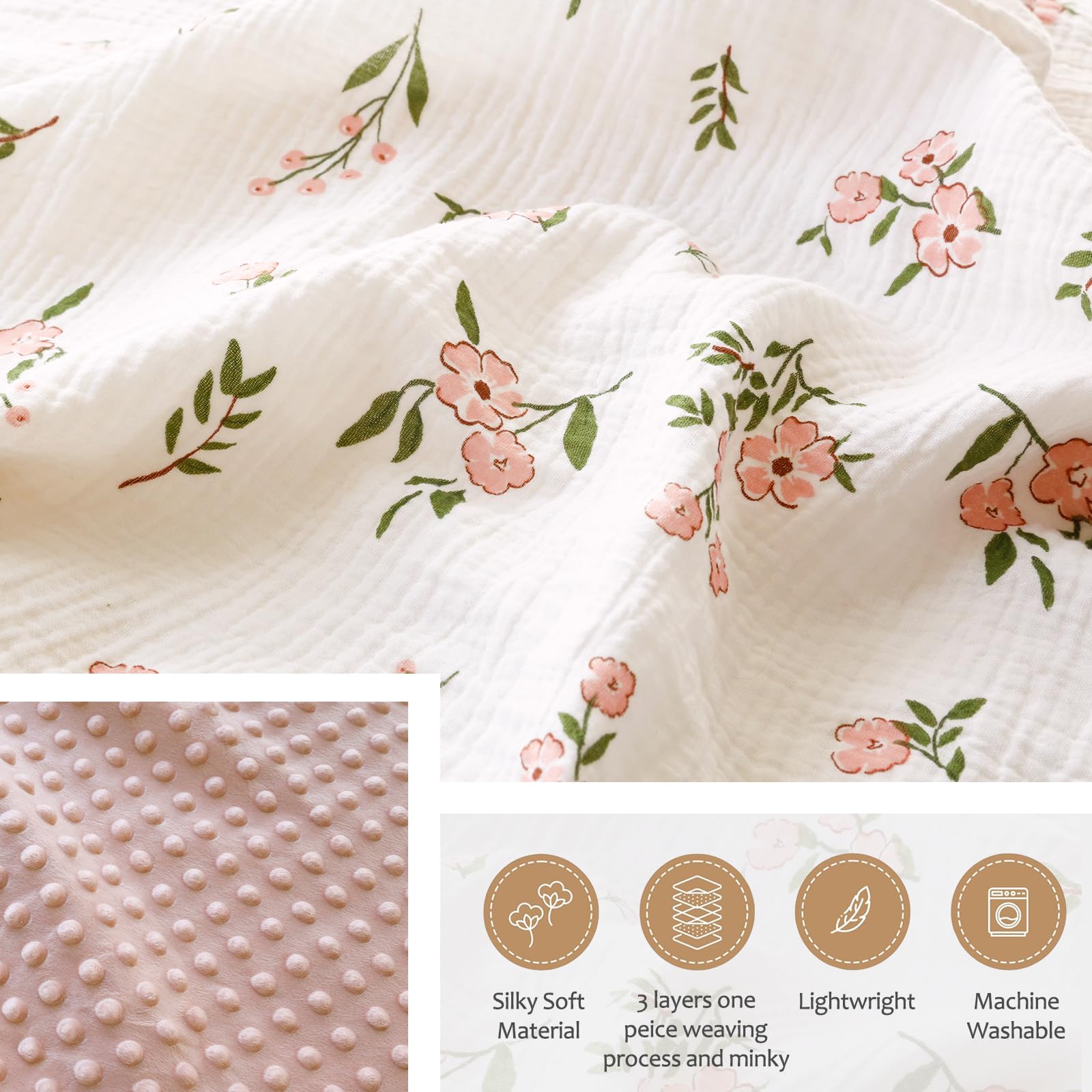 BOPRIO muslin-minky fabric closeup highlights ultra-soft texture.