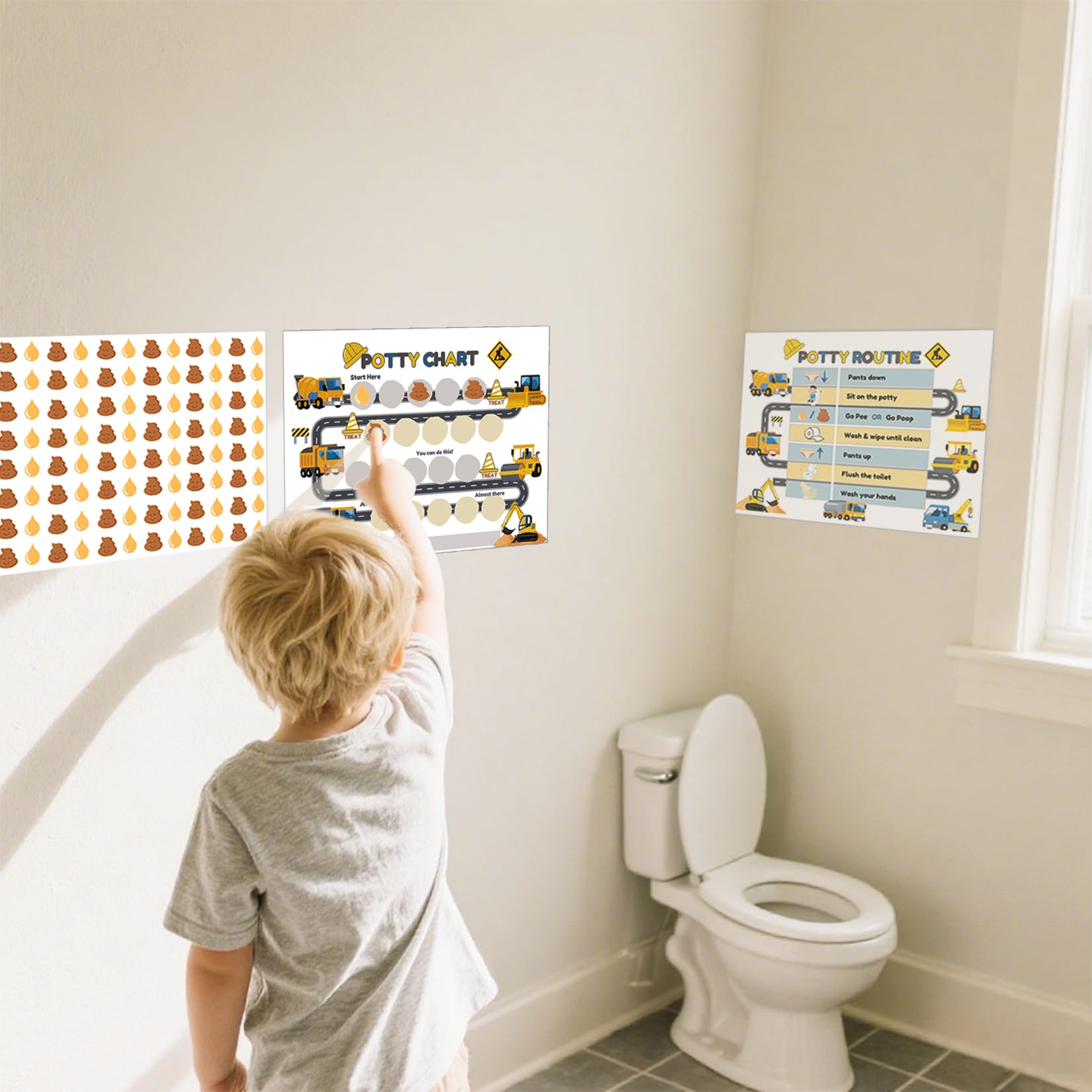 Boqon Potty15 poo-pattern-stickers track potty events and celebrate small wins.