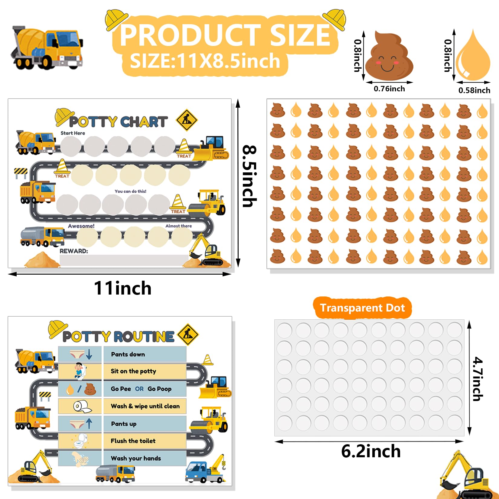 Boqon Potty15 potty-routine sticker set provides easy-to-follow reminders for kids.