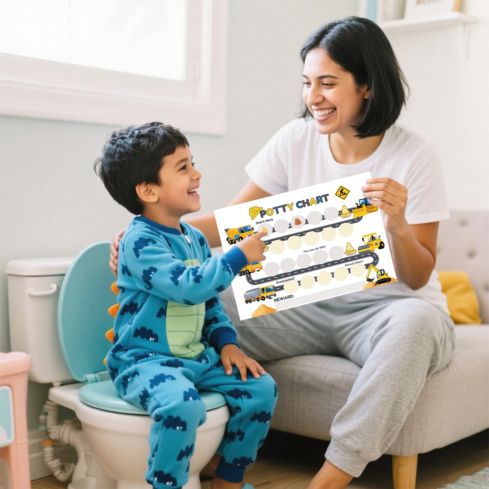 Boqon Potty15 waterproof PVC chart stays durable on walls and doors.