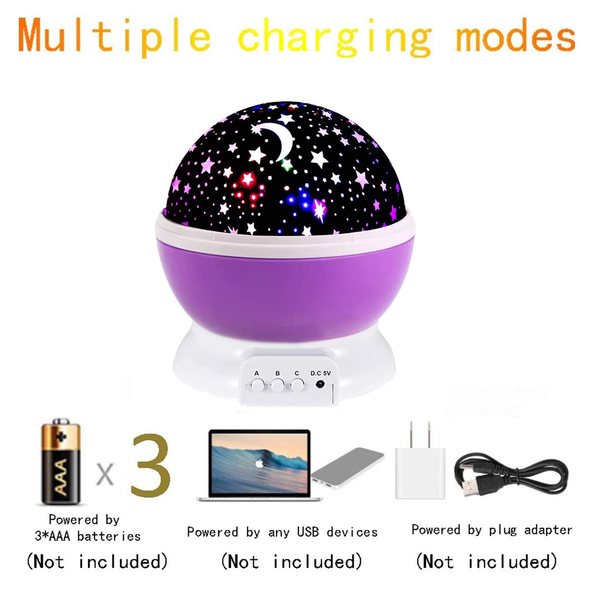 Borelor Star Night Light uses three buttons for easy operation and controls.