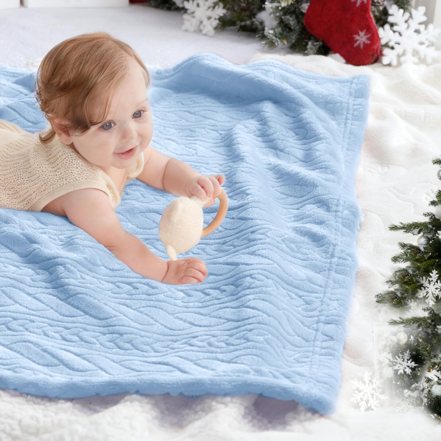 BORITAR 3D fleece blanket shown as a multi-use baby essential