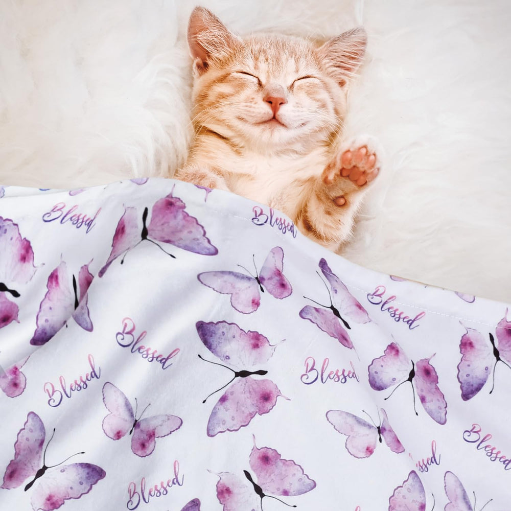 BORITAR baby blanket displays butterfly pattern to brighten nursery decor