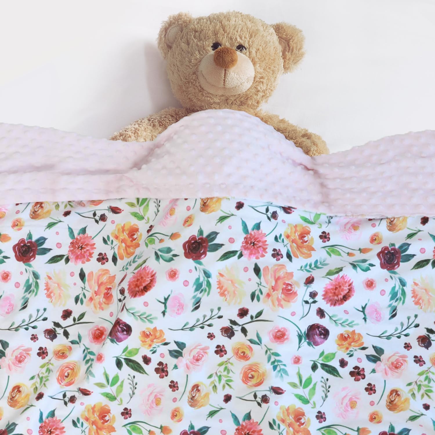 Close-up of dotted backing on BORITAR blanket emphasizing texture and tactile interest.