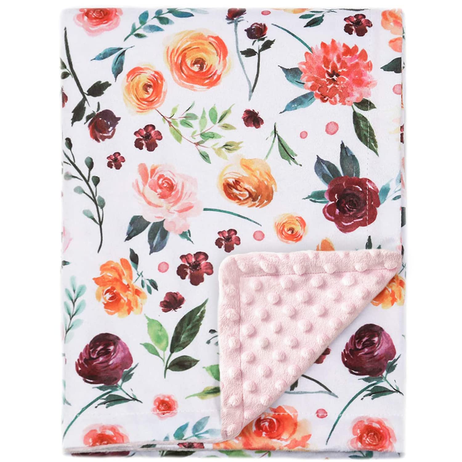 BORITAR baby blanket for girls, soft double-layer Minky fabric for gentle skin comfort.