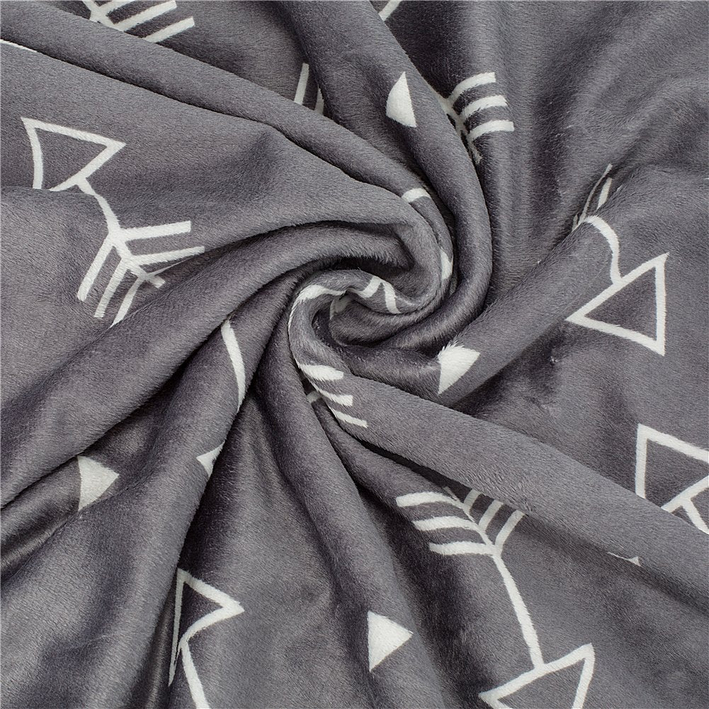 BORITAR Little Grey Arrows print on baby blanket for crib time charm.