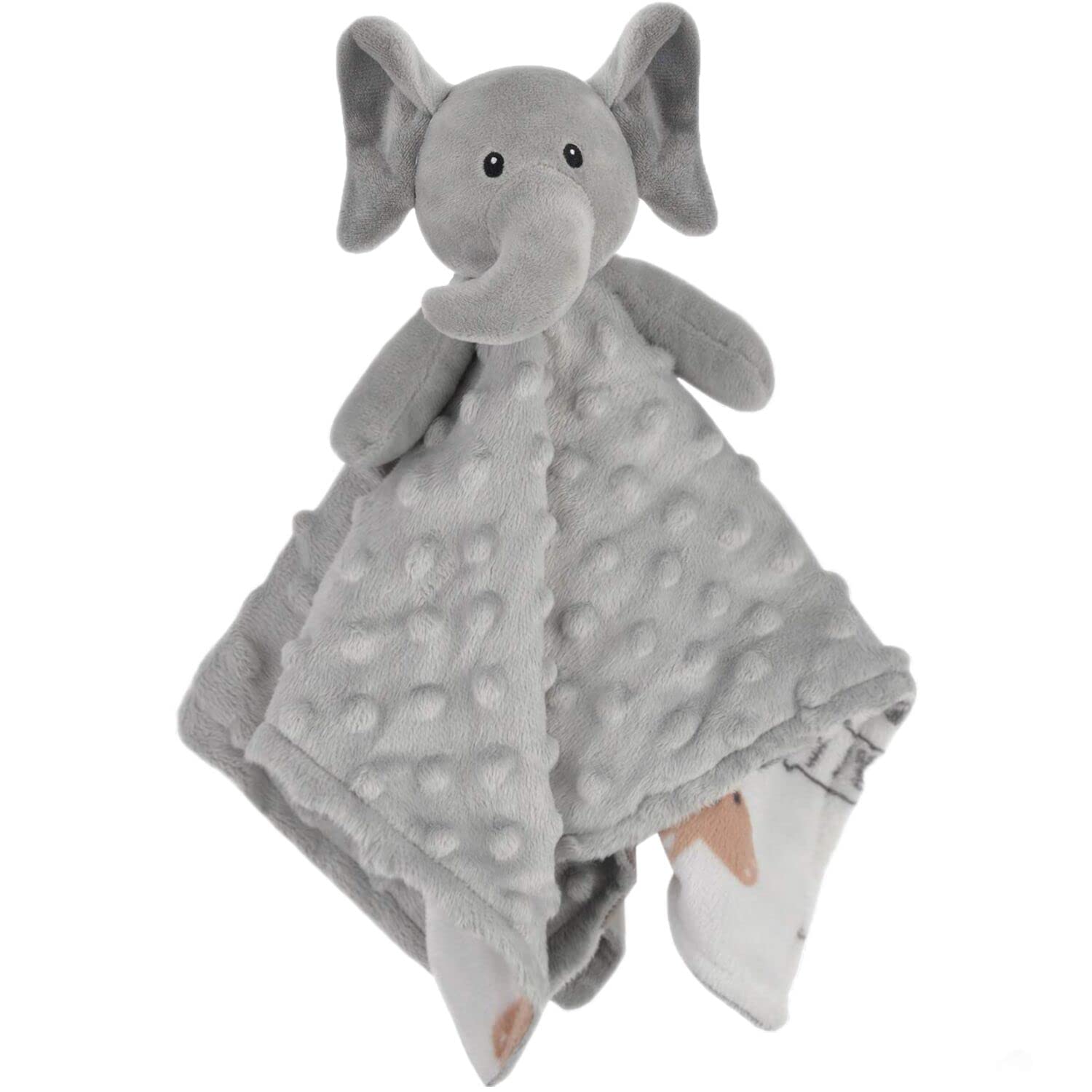 BORITAR Elephant Blanket closeup shows soft minky-dot fabric for gentle tactile comfort.