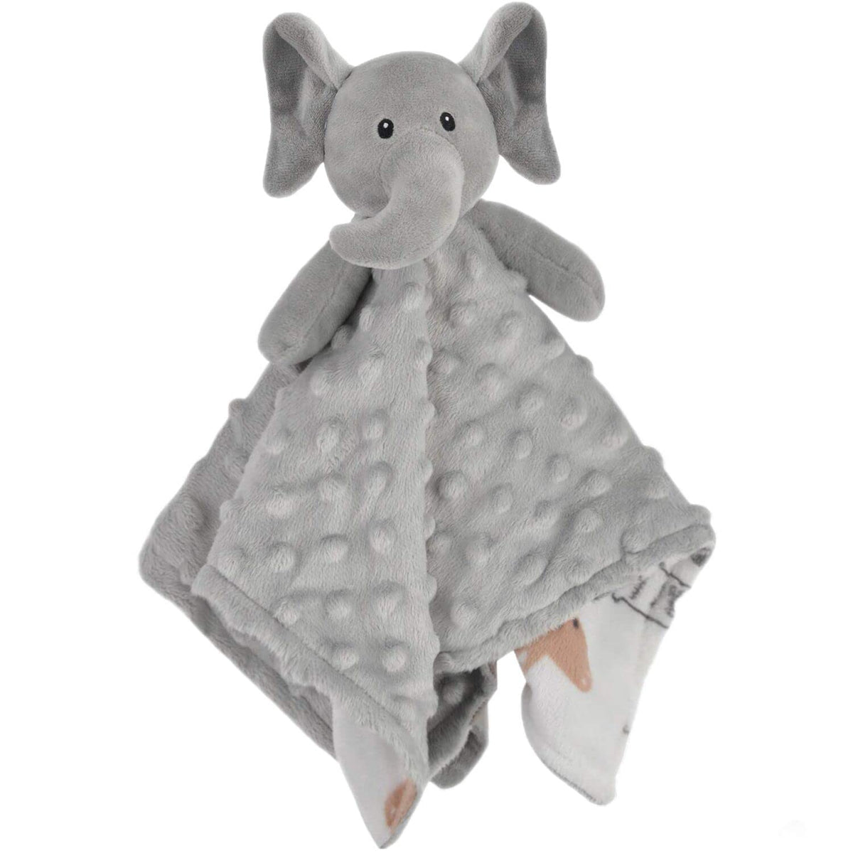 BORITAR Elephant Blanket closeup shows soft minky-dot fabric for gentle tactile comfort.