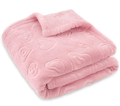 BORITAR heart-design baby blanket blush pink for cozy snuggles and warmth