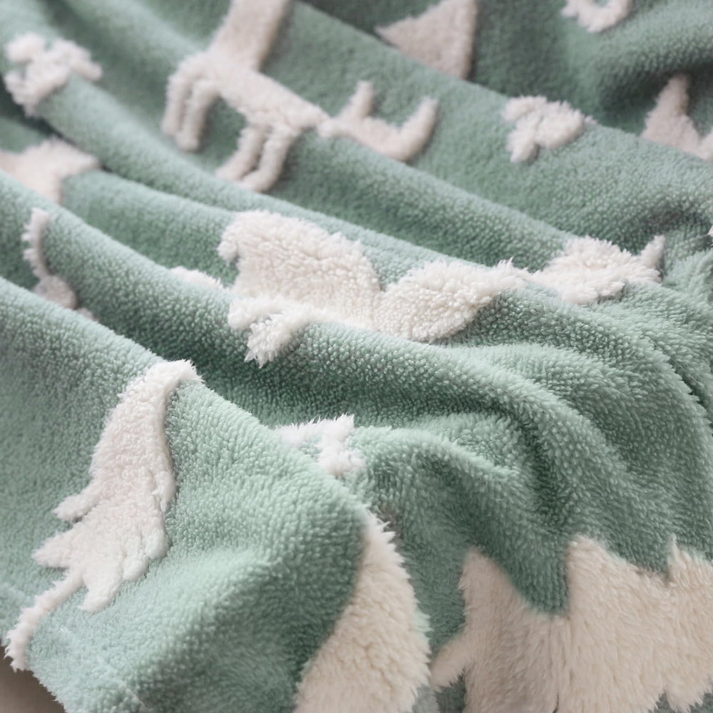 BORITAR sage-green 3D fox nursery blanket elevates decor while offering cozy snuggles.