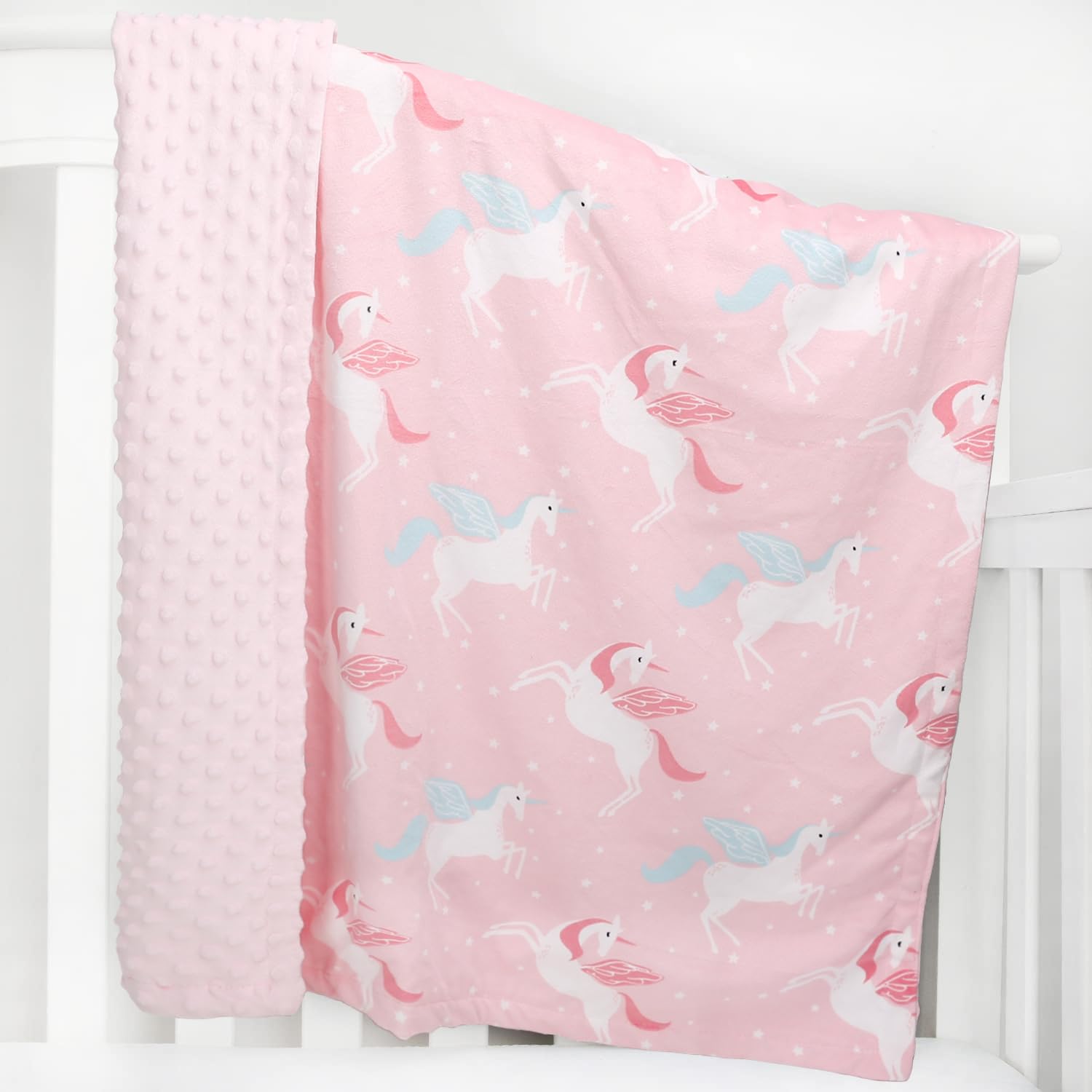 BORITAR Unicorn Baby Blanket used as travel cuddle companion during car rides.