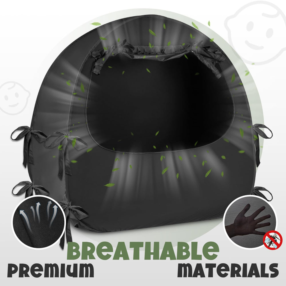 BORNA blackout tent with mesh pockets supports airflow and easy monitoring.