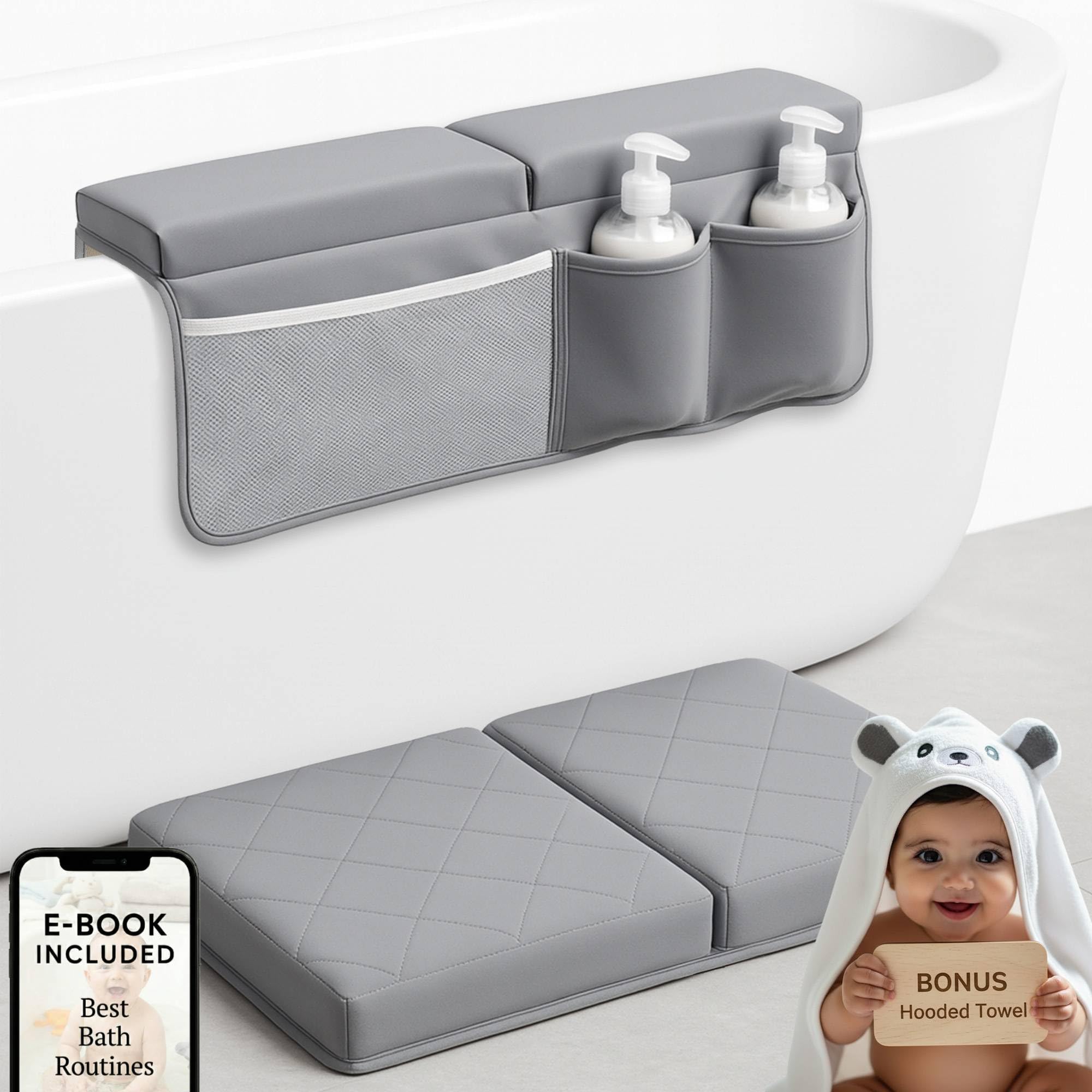 Bornealand 2inch XL baby bath kneeler folded for compact storage and comfort.