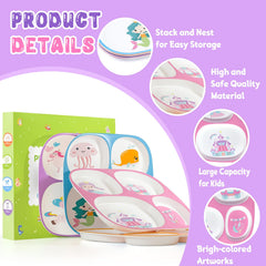 Boromine divided melamine plates Cat design adds charm while keeping foods neatly separated.