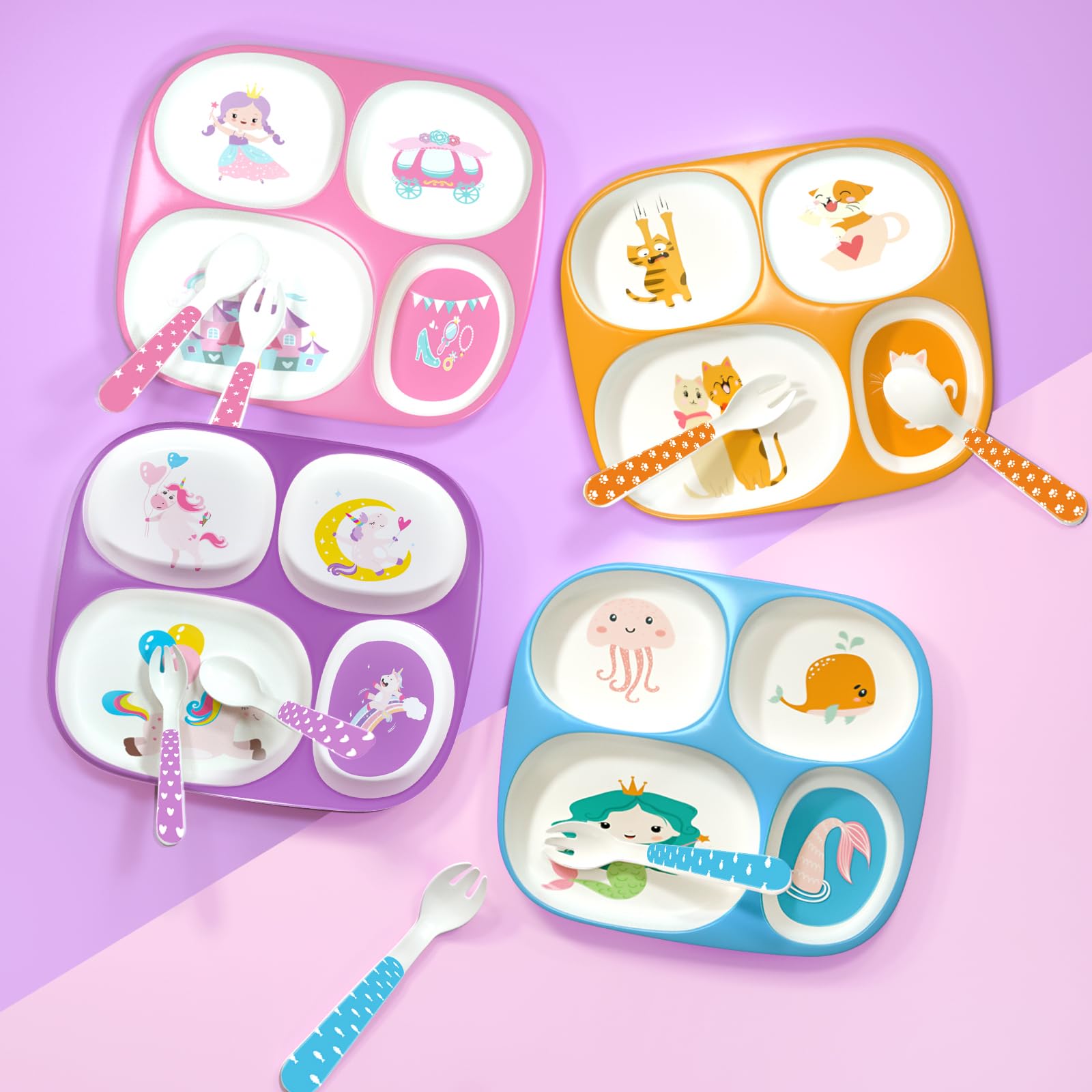 Boromine divided plates size 10-6x9 inches demonstrated for portion control and kid dining.