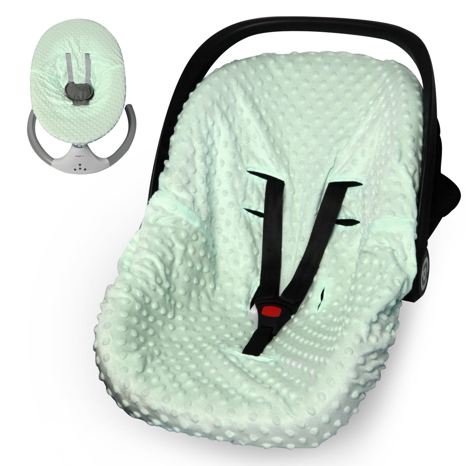 Boryokun infant car seat cover liner in green offers soft skin-friendly comfort.