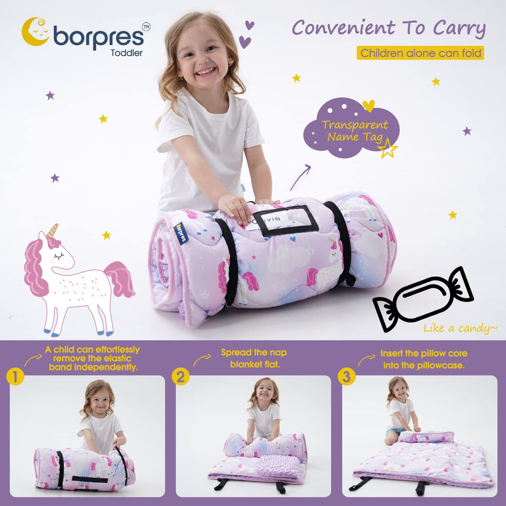 BORPRES nap mat plush minky fleece close-up highlights soft, plush comfort.