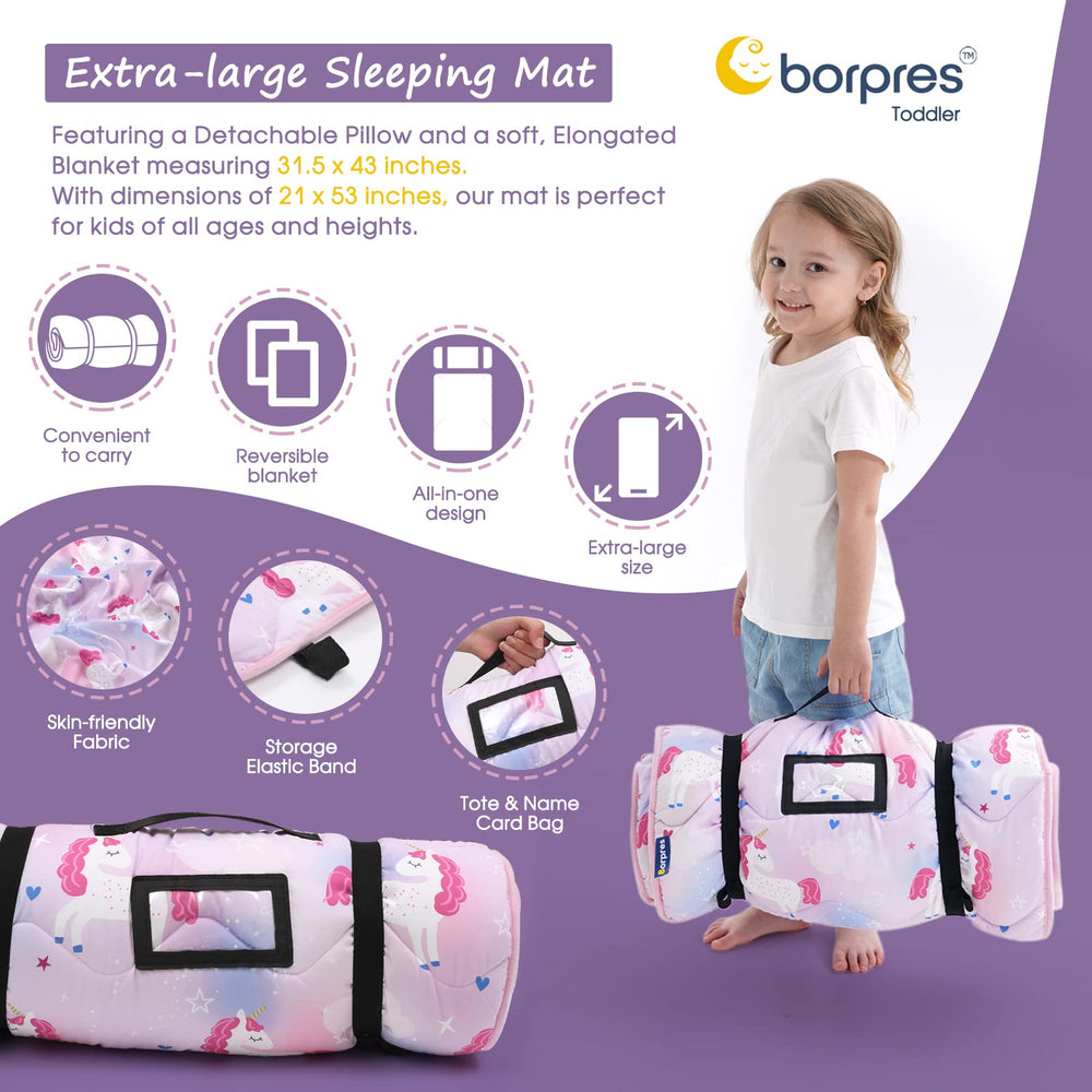 BORPRES nap mat breathable fabrics emphasize skin-friendly comfort for kids' naps.