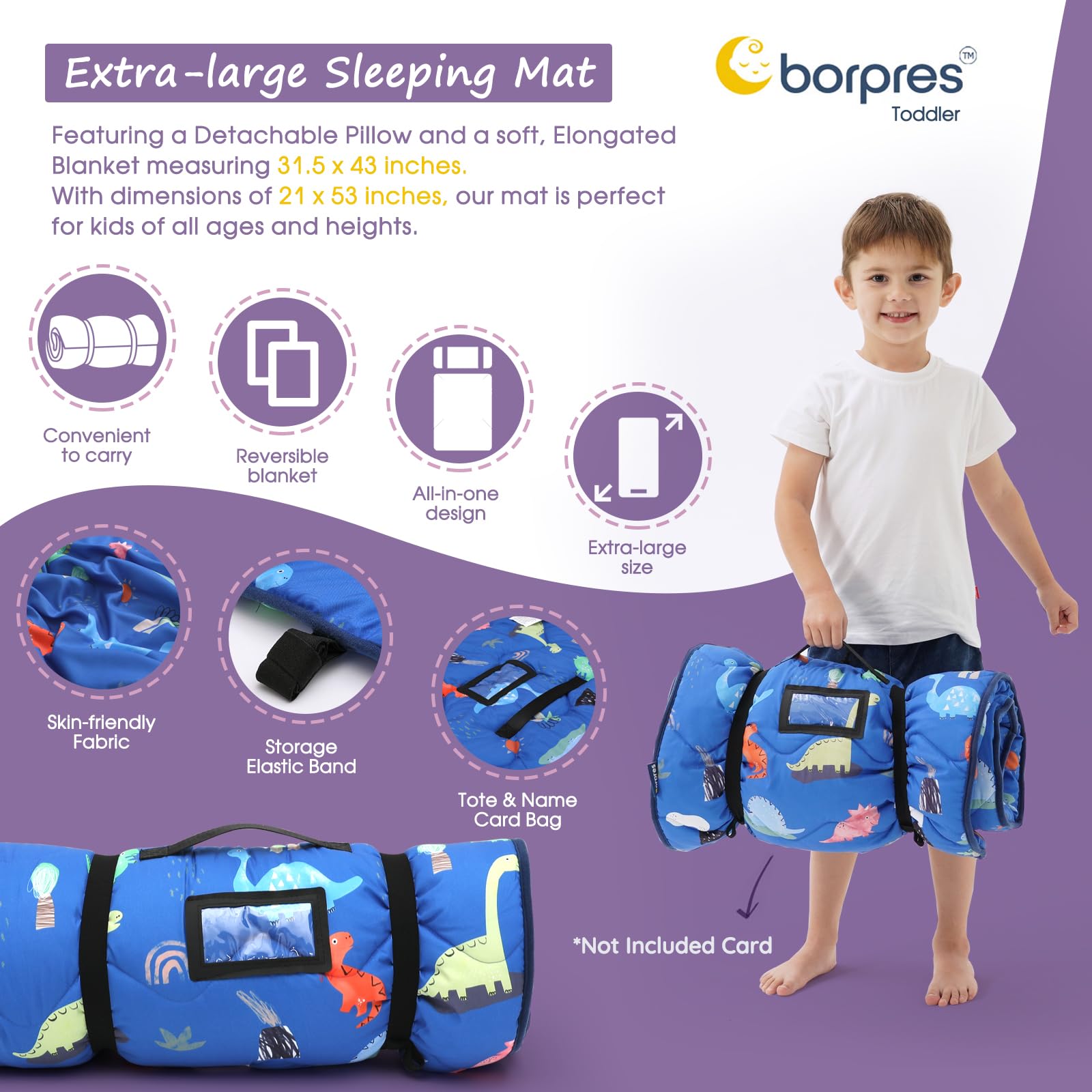BORPRES Nap Mat carry handle shows portable design for daycare.