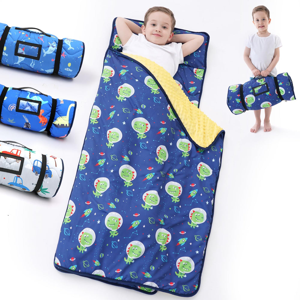 BORPRES nap mat with dinosaurs main design offers cozy nap time for toddlers