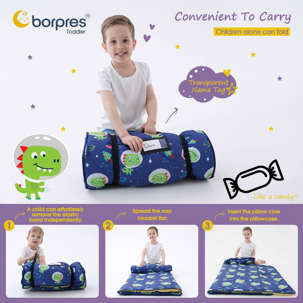 BORPRES nap mat with detachable pillow enables easy washing