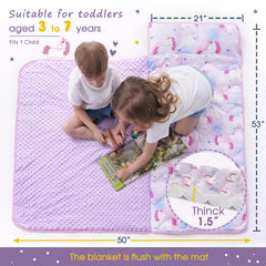 BORPRES nap mat detachable pillow feature shown for easy washing.