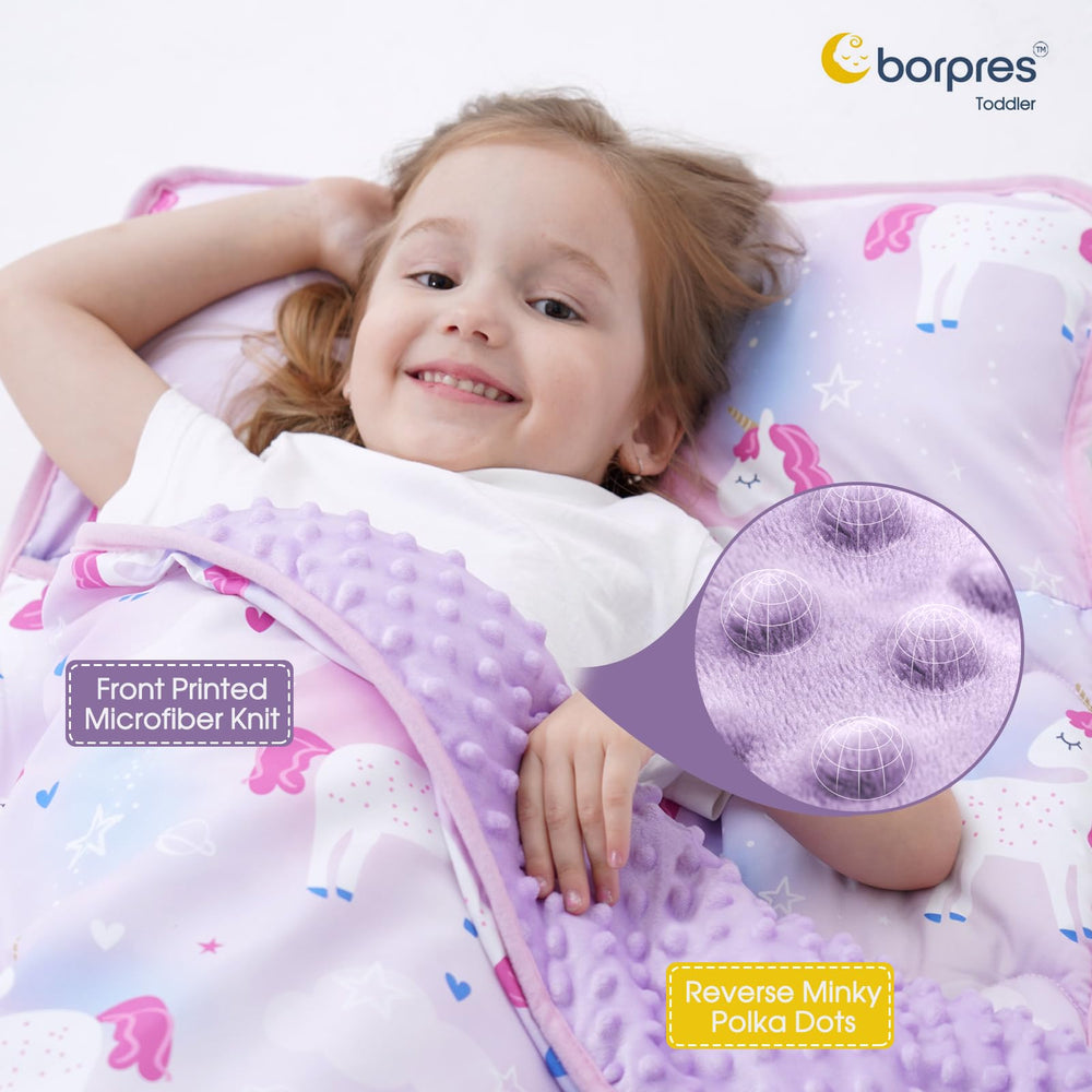 BORPRES nap mat roll-up design with carry handle ideal for travel.