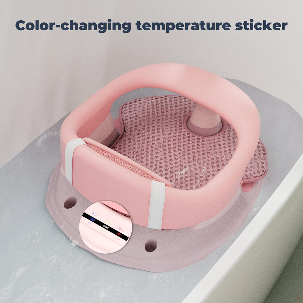 BORRAV bath seat pink ergonomic backrest supports sitter with stable posture.