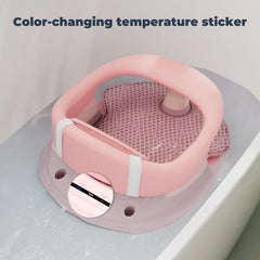 BORRAV bath seat pink ergonomic backrest supports sitter with stable posture.