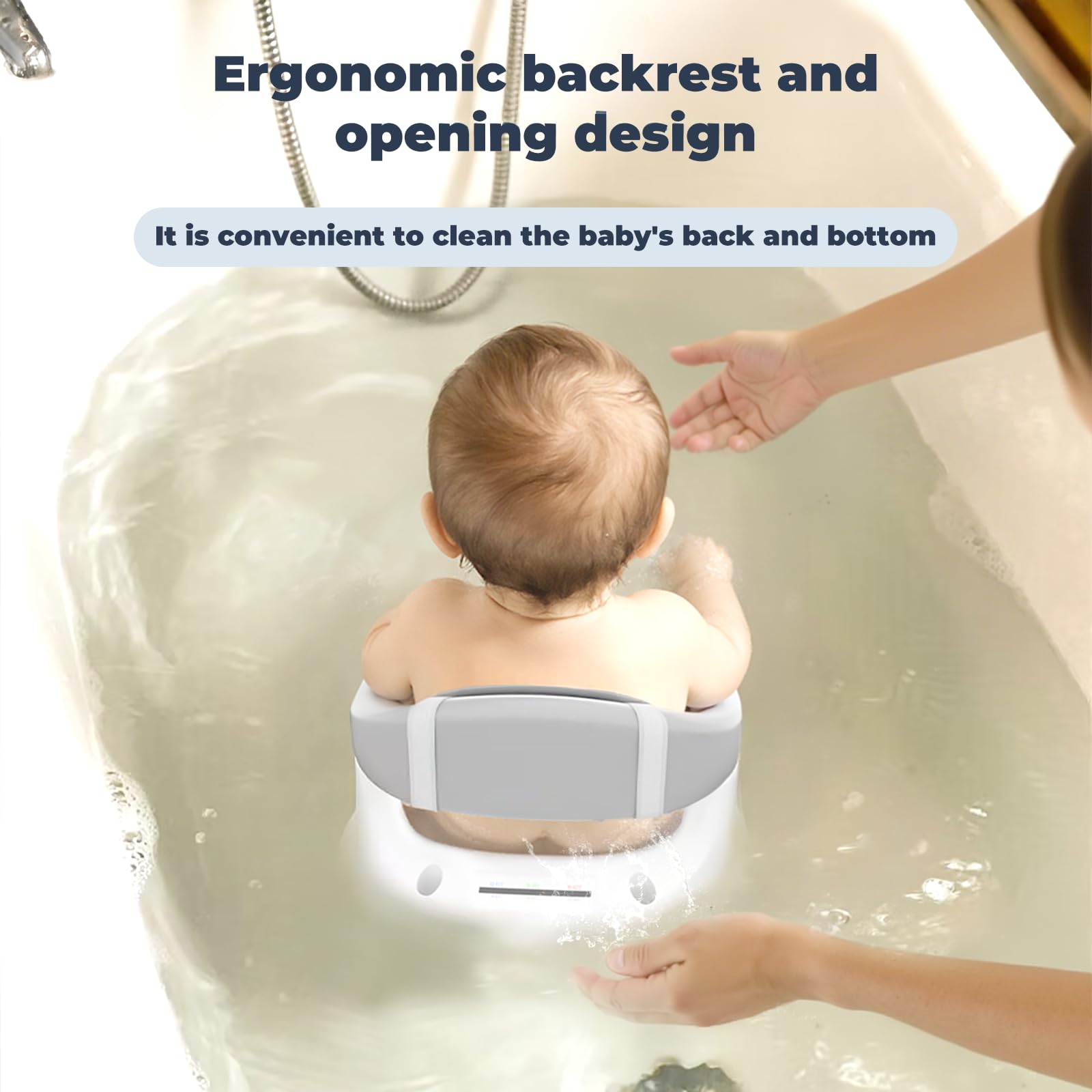 BORRAV bath seat soft cushion keeps delicate skin comfortable during baths.
