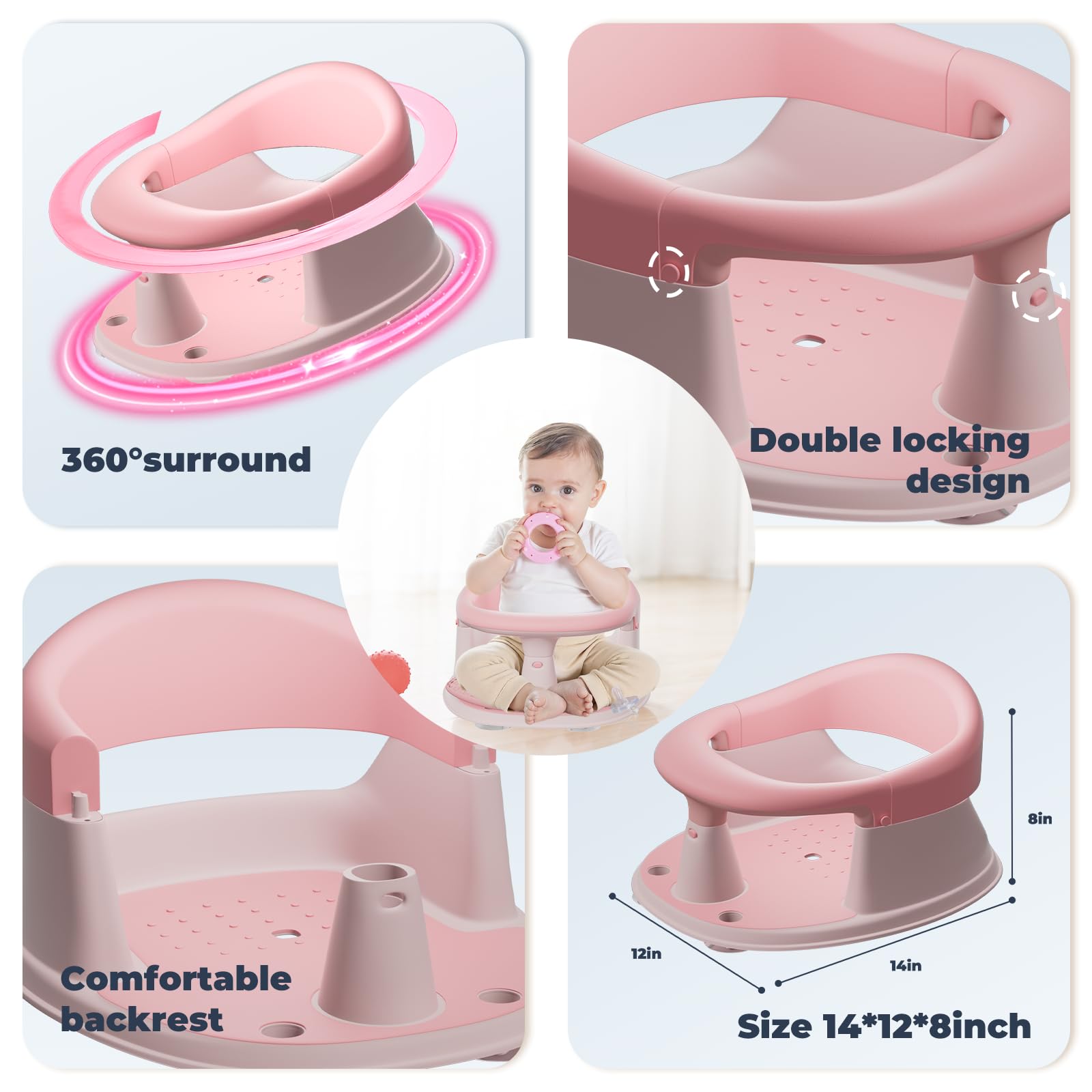 BORRAV bath seat travel-friendly design supports on-the-go bath times.