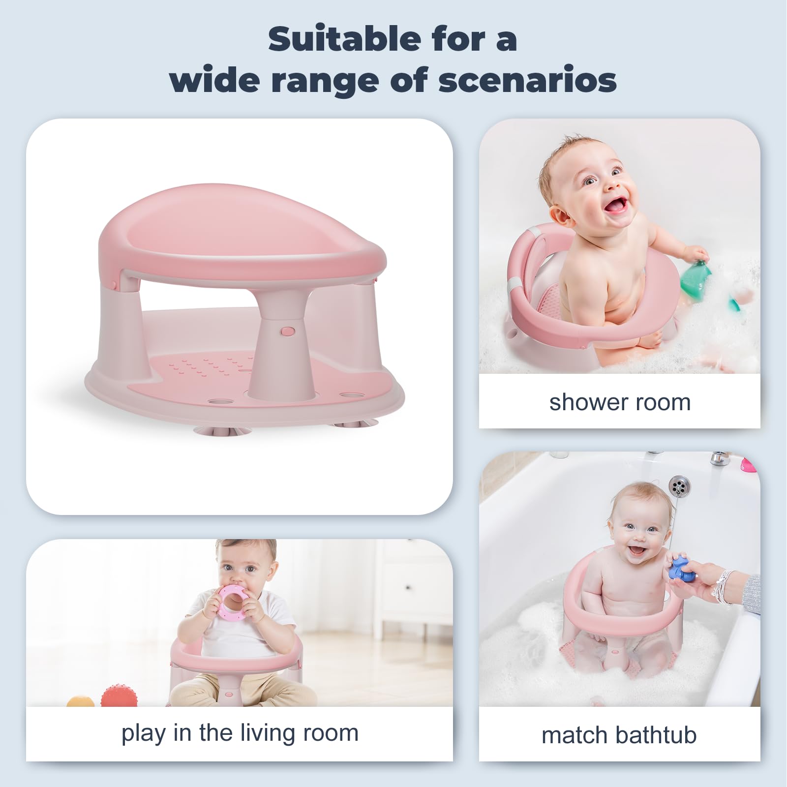BORRAV bath seat fits standard tubs for quick setup and cleanup.