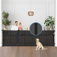 Borthmiu 100-inch-wide gate rolled up, saving doorway space with a retractable design.