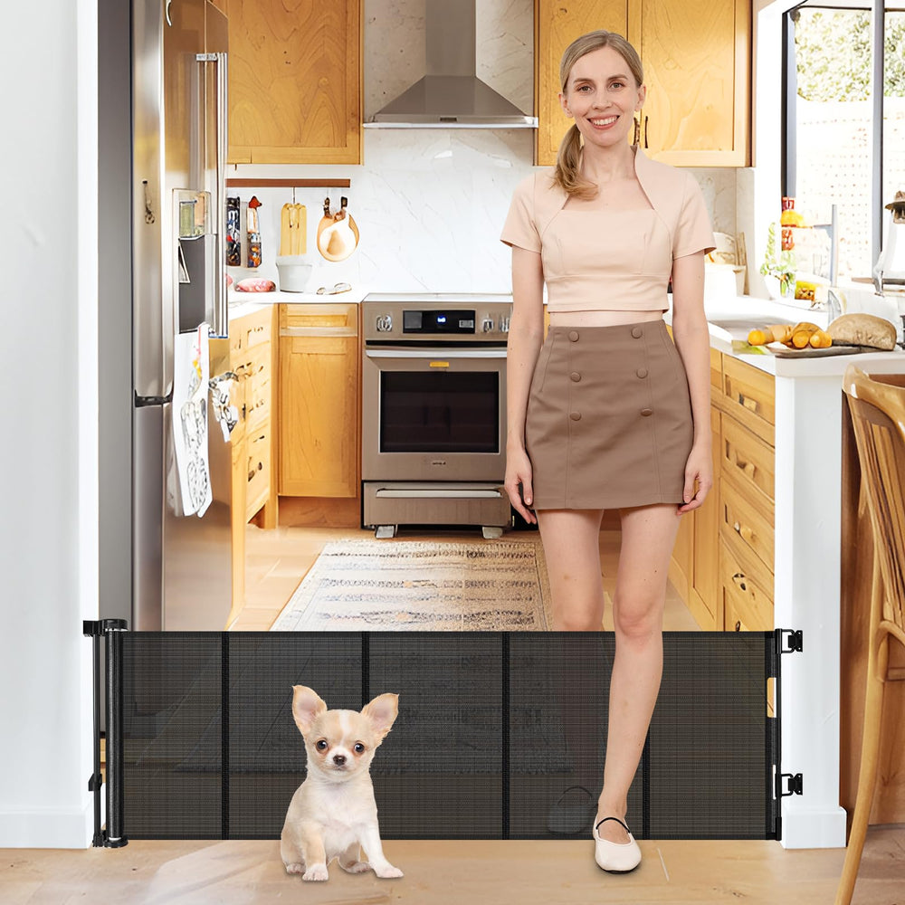 Borthmiu 20-inch doorway gate with step-over design keeps puppies safe