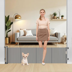 Borthmiu 20-inch short dog gate step-over gray for easy puppy containment