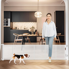 Borthmiu 24-inch doorway gate with closed reinforced mesh for safe passage.