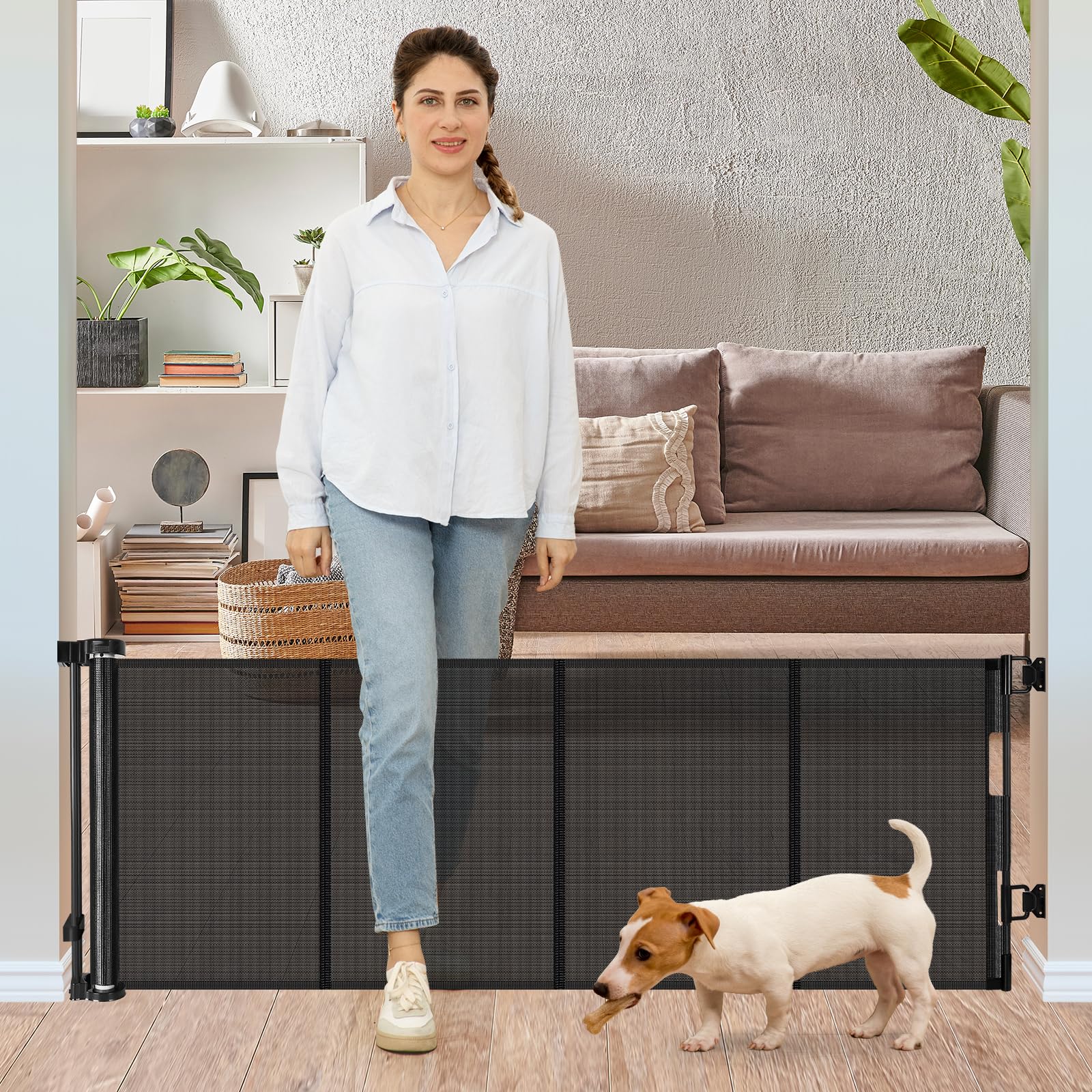 Borthmiu 24inch tall retractable gate mesh keeps kids safe while you pass through